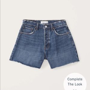 Abercrombie Curve Love High Rise Dad Shorts dark wash